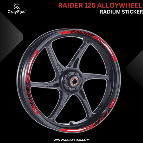 Alloy Wheel Radium Sticker For Raider | Printed In Premium Radium With FPF(Fade Protection Film), Water Proof, Precut Sticker, Pack Of 12